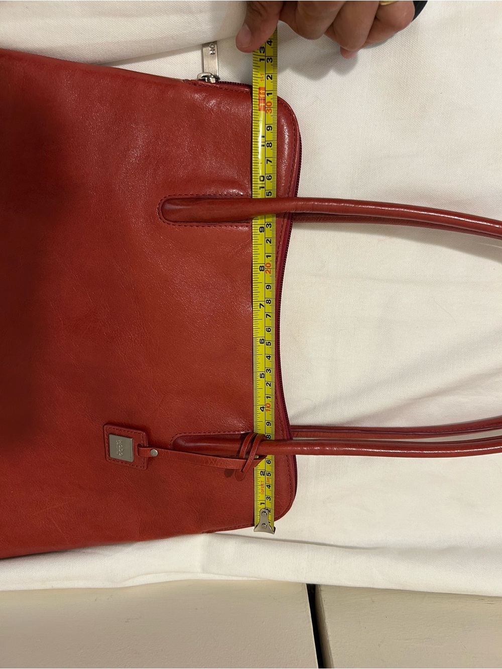 Rare vintage Y2K HOBO international minimalist red leather shoulder tote bag - Picture 11 of 13